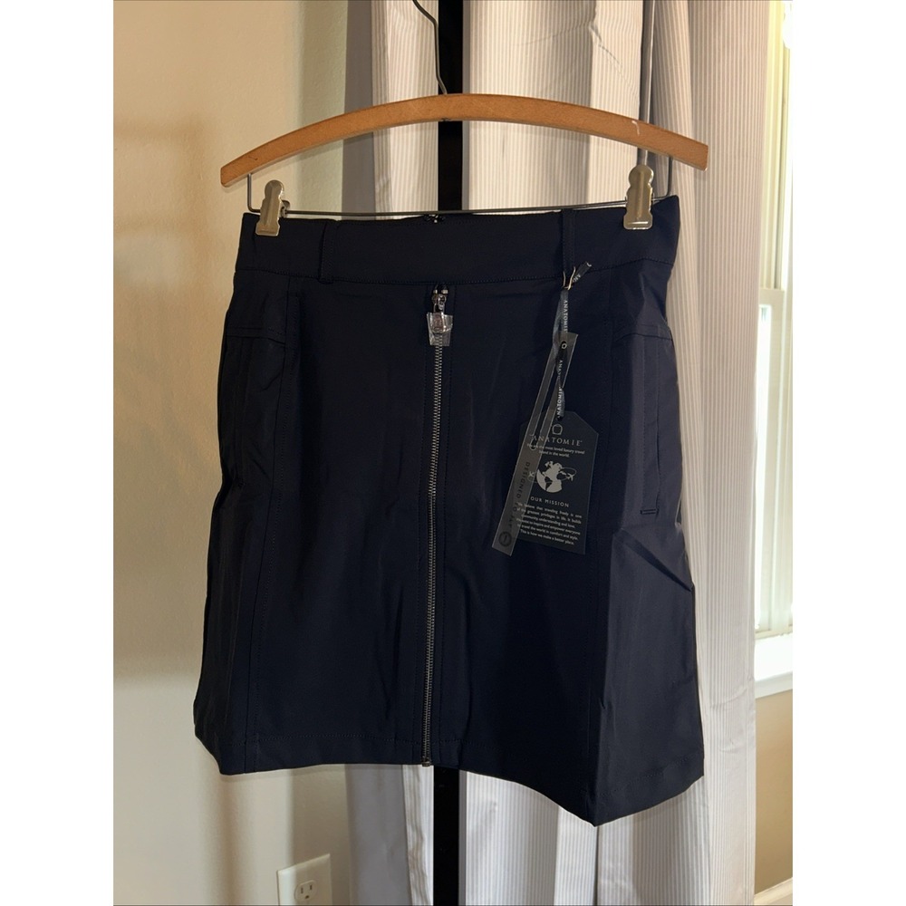 New $198 ANATOMIE LOTTIE Performance Twill SKIRT Black Golf Tennis 18" LENGTH SM